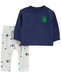 Carter's Baby 2-Piece St. Patrick's Day Top & Pant Set Navy/Grey 12M