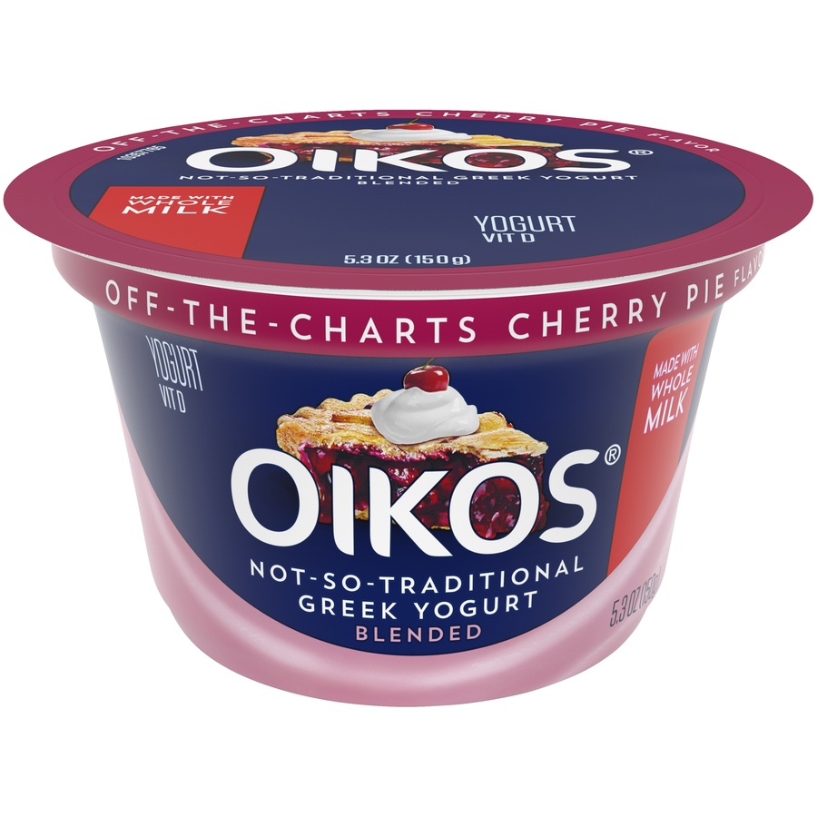 slide 3 of 6, Oikos Whole Milk Cherry Pie Greek Yogurt, 5 oz