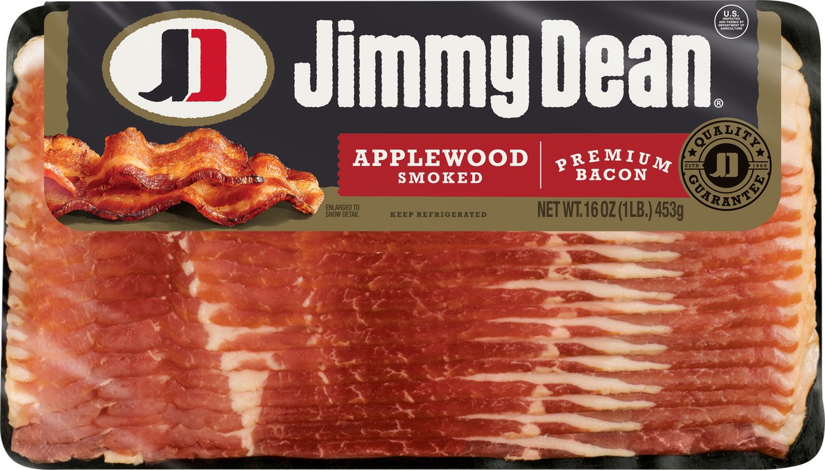 slide 2 of 3, Jimmy Dean Premium Applewood Smoked Bacon, 16 oz, 453.60 g
