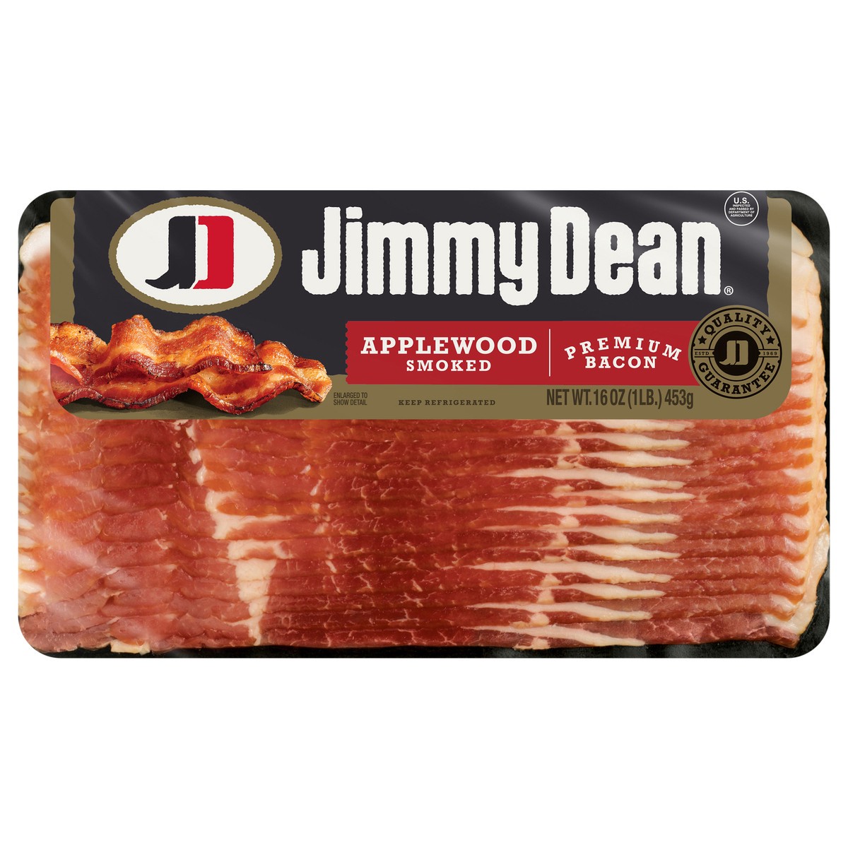 slide 1 of 3, Jimmy Dean Premium Applewood Smoked Bacon, 16 oz, 453.60 g