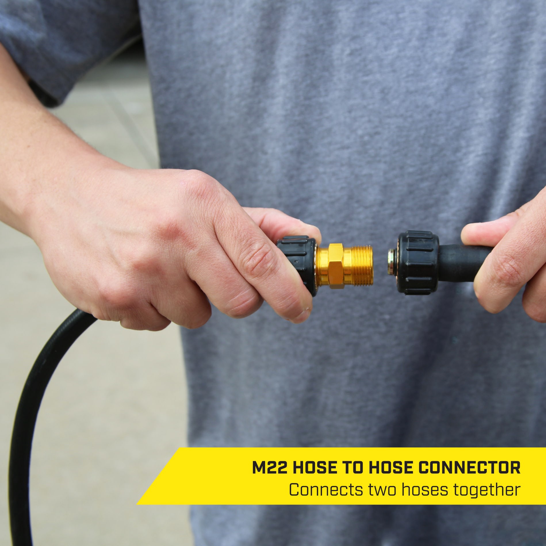 slide 3 of 6, SurfaceMaxx up to 4500 PSI M22 (14-mm) to M22 (14-mm) Brass Gas and Electric Pressure Washers Hose To Hose Connector, 1 ct