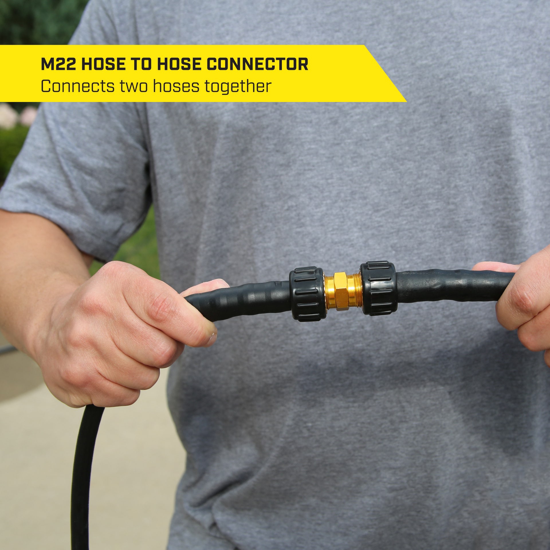 slide 4 of 6, SurfaceMaxx up to 4500 PSI M22 (14-mm) to M22 (14-mm) Brass Gas and Electric Pressure Washers Hose To Hose Connector, 1 ct