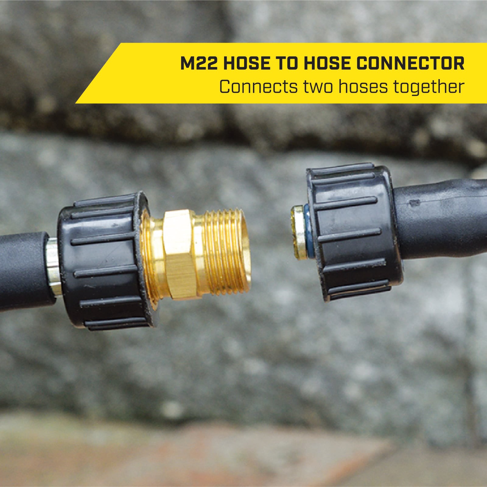 slide 5 of 6, SurfaceMaxx up to 4500 PSI M22 (14-mm) to M22 (14-mm) Brass Gas and Electric Pressure Washers Hose To Hose Connector, 1 ct
