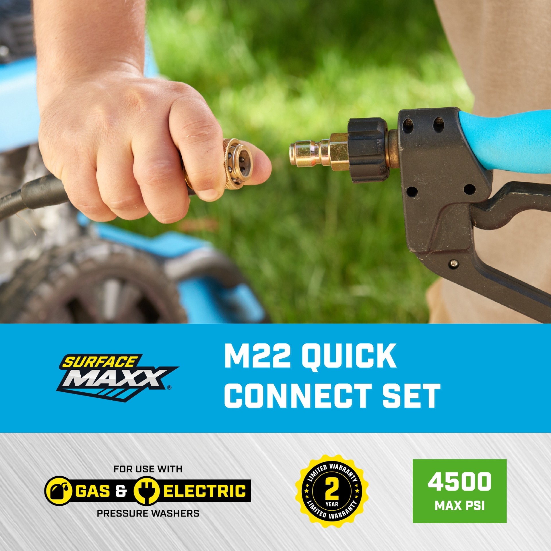 slide 2 of 6, SurfaceMaxx up to 4500 PSI 3/8-in Brass Gas and Electric Pressure Washers Quick Disconnect Socket Set, 1 ct