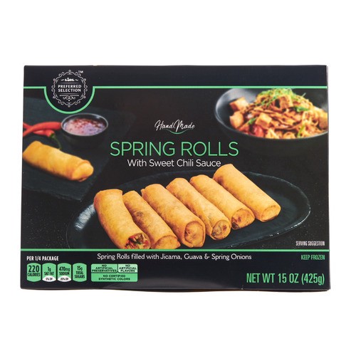 slide 1 of 1, Lidl Preferred Selection frozen spring rolls with sweet chili sauce, 15 oz