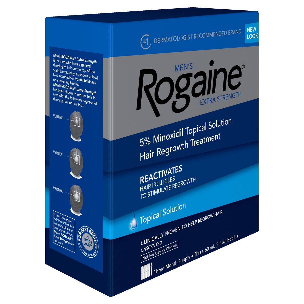 slide 2 of 5, Rogaine Men's Minoxidil Hair Loss Treatment Solution - 3 Month, 3 ct; 2 fl oz