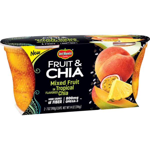 slide 1 of 1, Del Monte Fruit & Chia Mixed Fruit in Tropical Flavored Chia, 2 ct; 7 oz