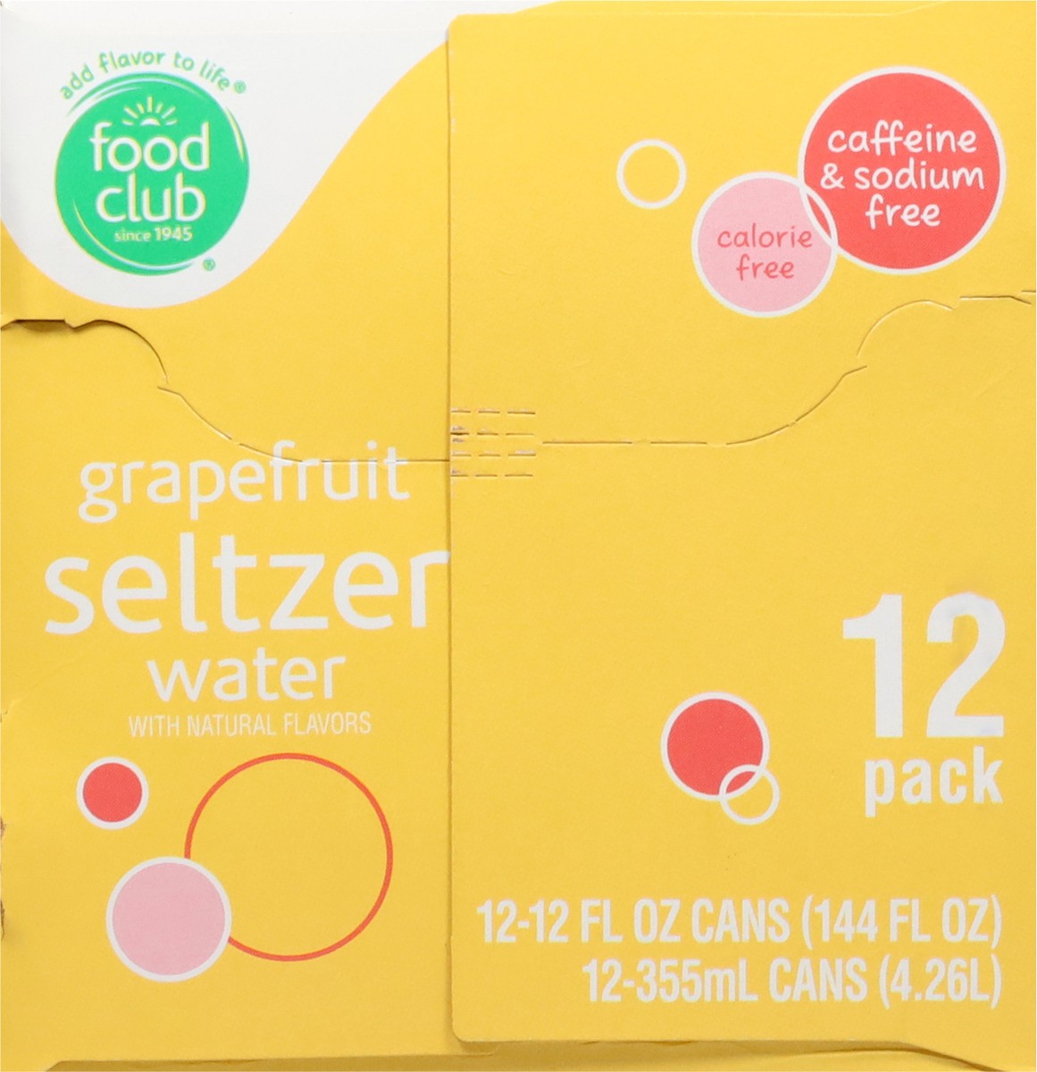 slide 9 of 14, Food Club Grapefruit Seltzer Water Can 12 ea, 12 ct