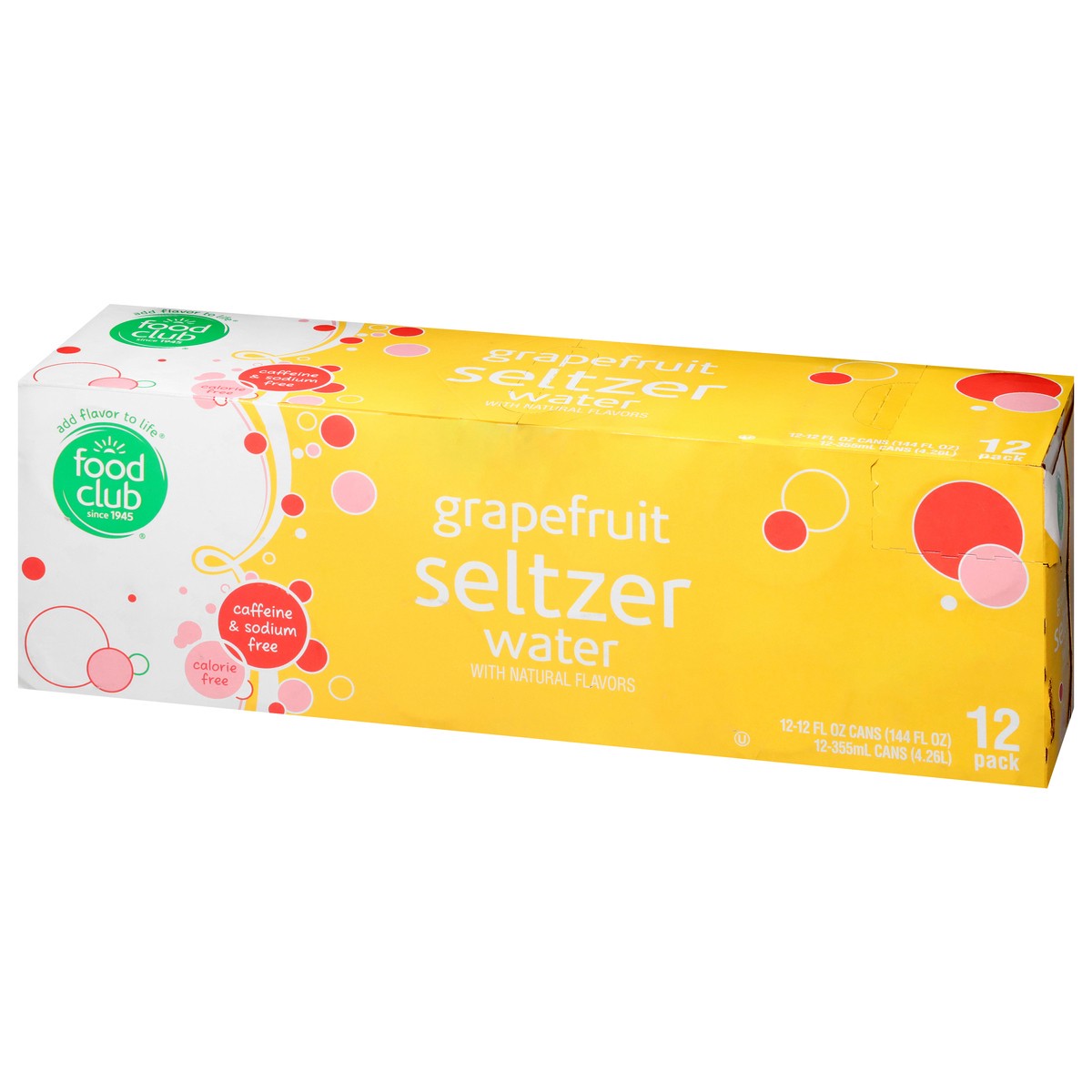 slide 13 of 14, Food Club Grapefruit Seltzer Water Can 12 ea, 12 ct