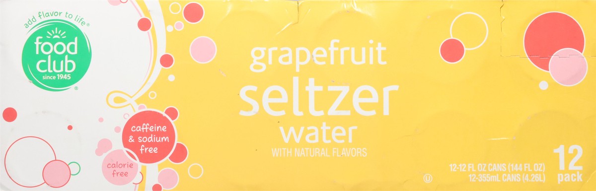 slide 10 of 14, Food Club Grapefruit Seltzer Water Can 12 ea, 12 ct