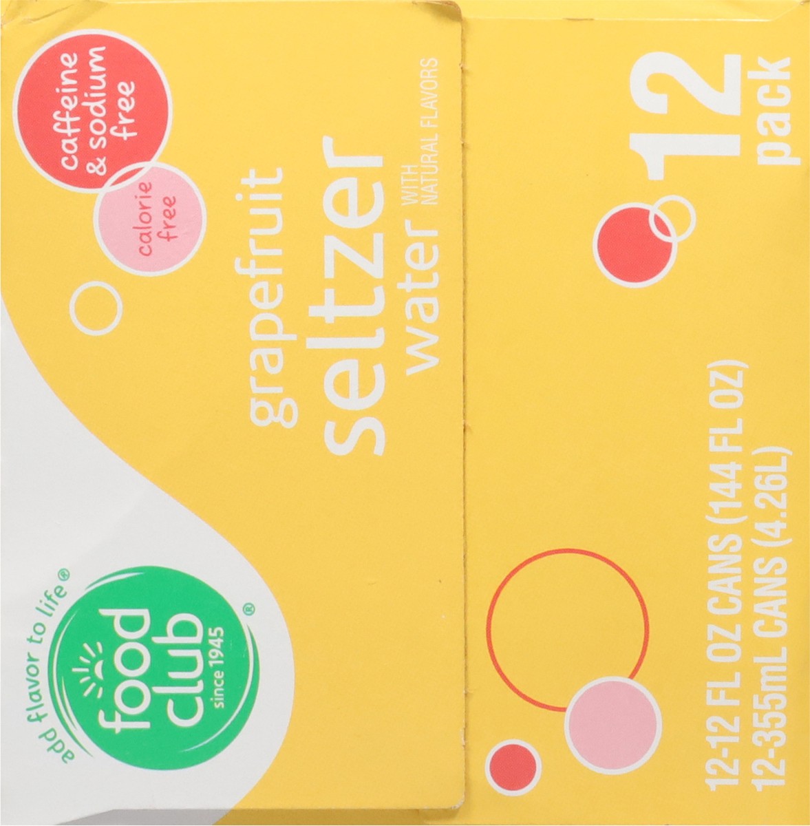 slide 6 of 14, Food Club Grapefruit Seltzer Water Can 12 ea, 12 ct