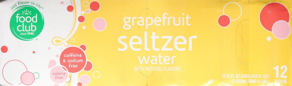 slide 3 of 14, Food Club Grapefruit Seltzer Water Can 12 ea, 12 ct