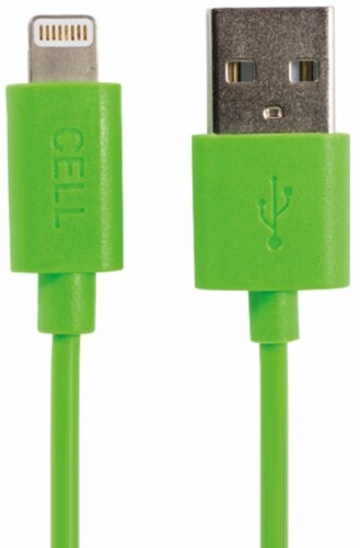 slide 1 of 1, Cellcandy Usb-To-Lightning Sync/Charge Cable For Apple Products - Sour Apple Green, 4 ft