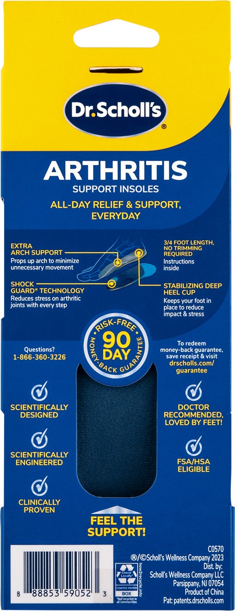 slide 4 of 5, Dr. Scholl's  Arthritis Support Insoles, Women, 1 Pair, 1 ea