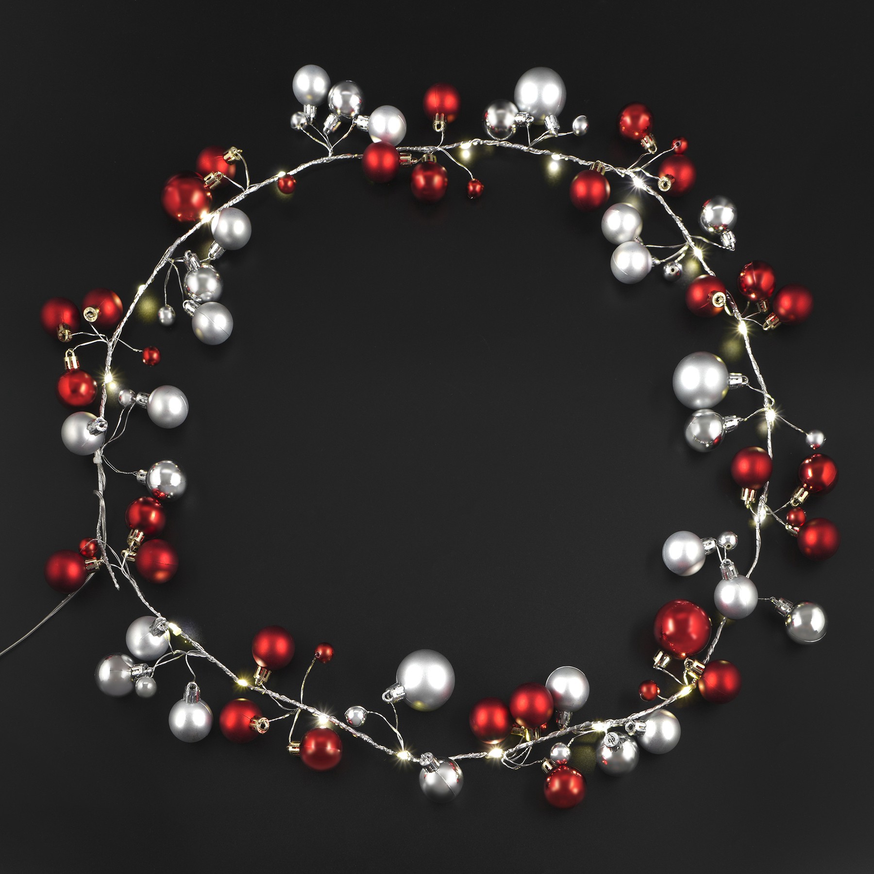 slide 2 of 2, 4.1ft. Silver & Red Ornaments Led Garland String Lights By Ashland, 4.1 ft
