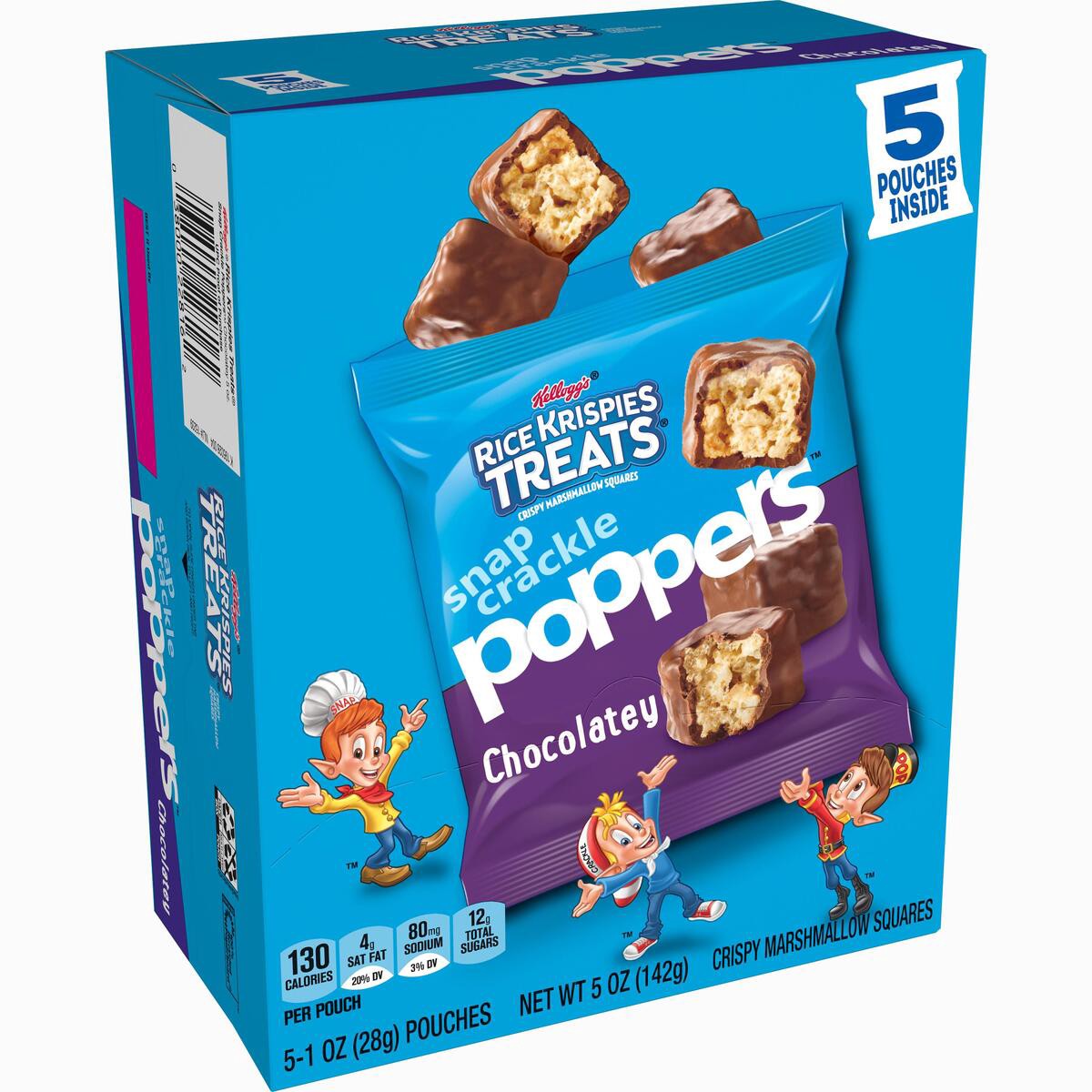 slide 8 of 9, Rice Krispies Treats Kellogg's Rice Krispies Treats Crispy Marshmallow Squares, Chocolatey, 142g, 5 Count, 5 oz