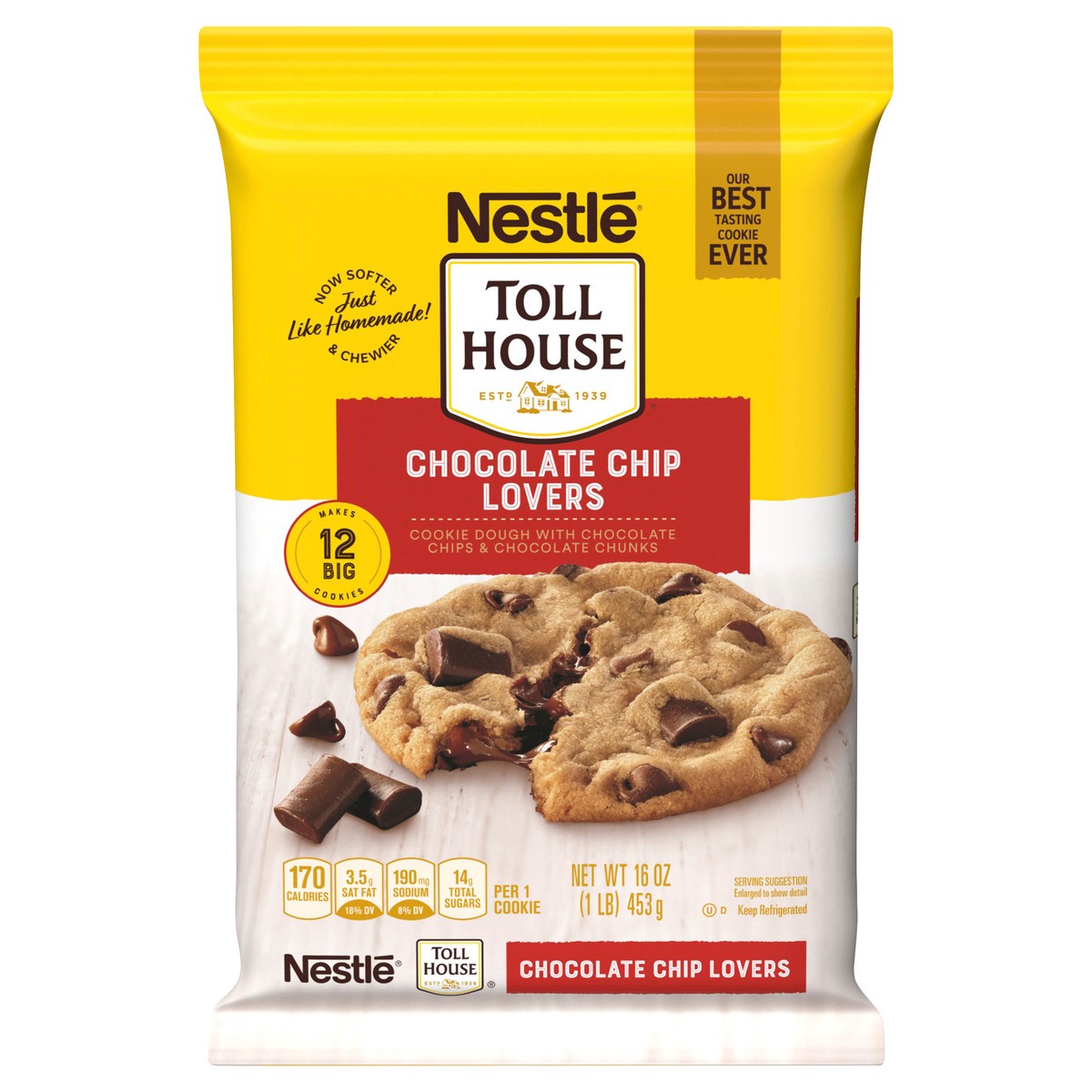 slide 1 of 18, Toll House Chocolate Chip Lovers Cookie Dough, 16 oz