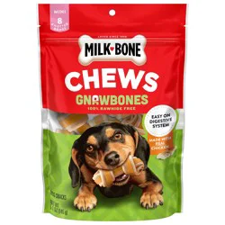 Milk-Bone GnawBones Rawhide Free Dog Chews With Real Chicken, Long-Lasting Mini Dog Treats, Bag of 8