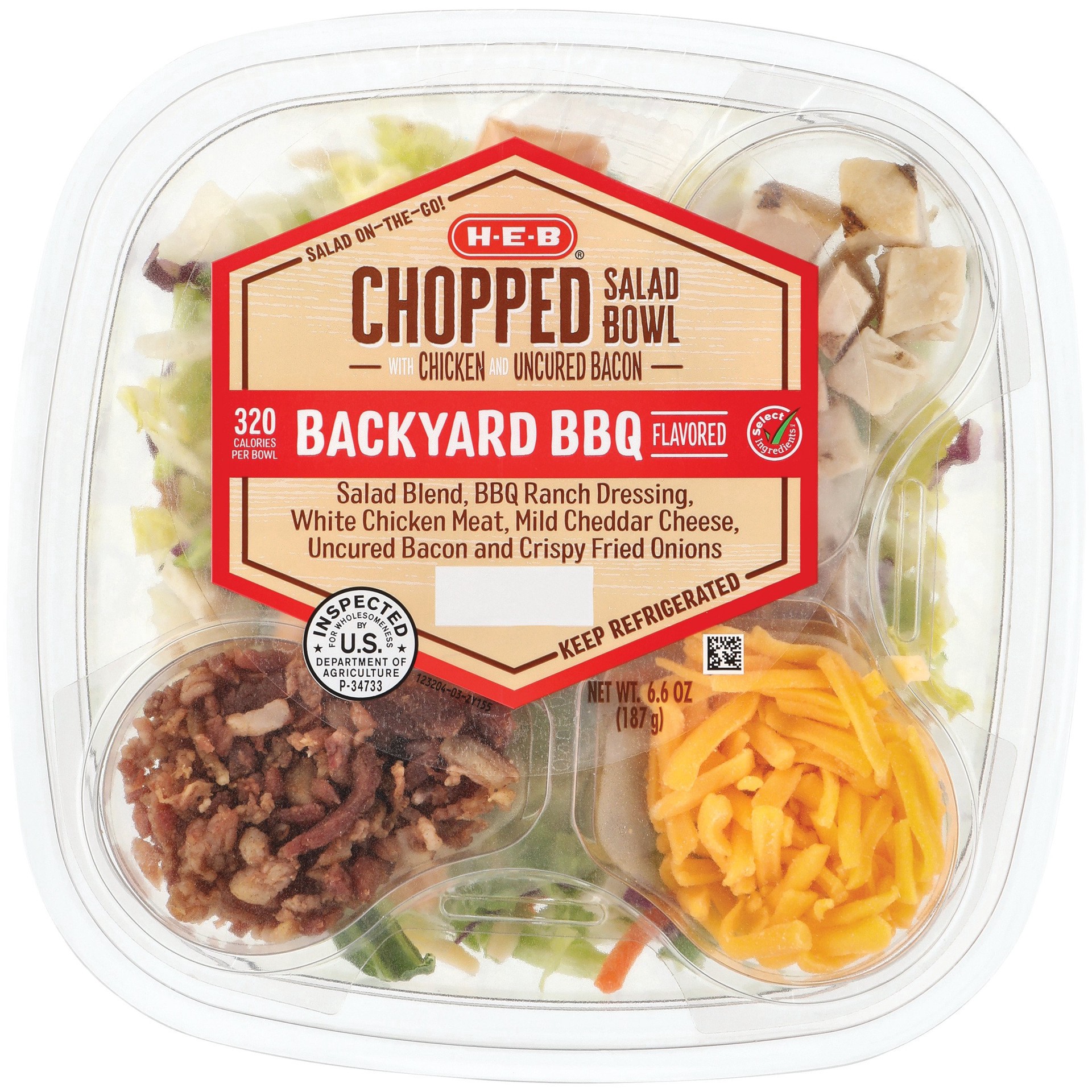 slide 1 of 1, H-E-B Chopped Salad Bowl - Backyard BBQ, 6 oz