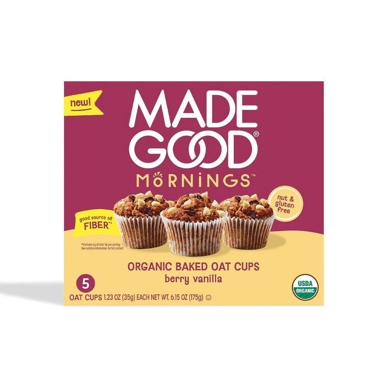 slide 1 of 1, MadeGood Snack Bars Berry Vanilla Oat Cups - 1.23oz/5ct, 1.23 oz, 5 ct