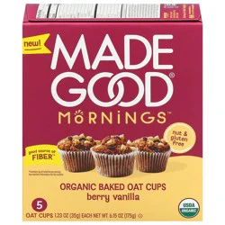 MadeGood Snack Bars Berry Vanilla Oat Cups - 1.23 oz/5 ct