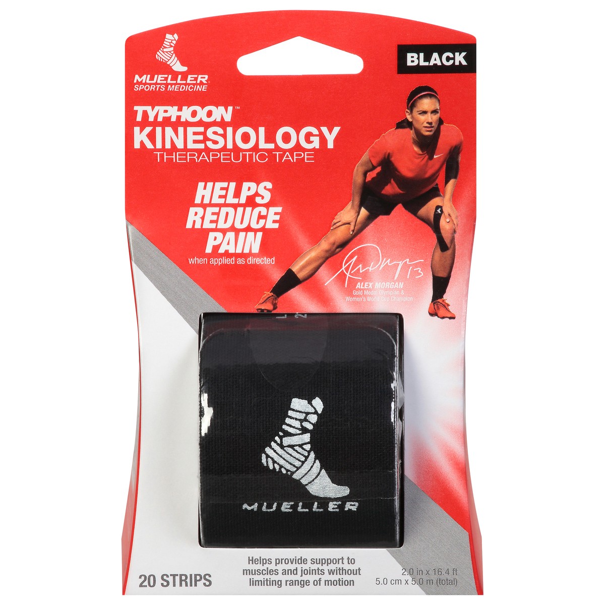slide 2 of 4, Mueller Typhoon Black Kinesiology Therapeutic Tape 20 ea Blister Pack, 1 ct