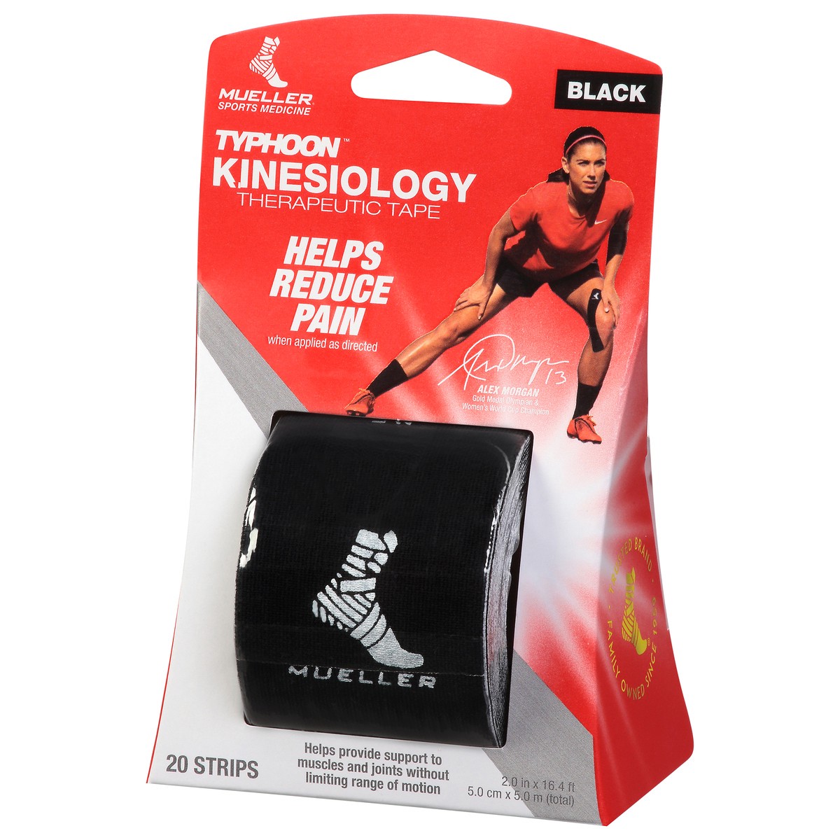 slide 3 of 4, Mueller Typhoon Black Kinesiology Therapeutic Tape 20 ea Blister Pack, 1 ct