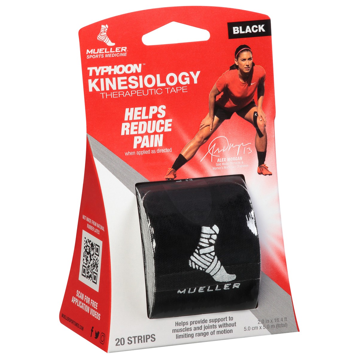 slide 4 of 4, Mueller Typhoon Black Kinesiology Therapeutic Tape 20 ea Blister Pack, 1 ct