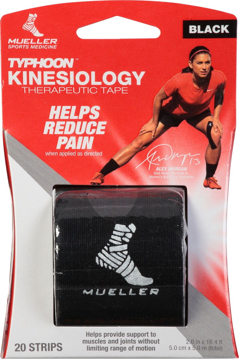 slide 1 of 4, Mueller Typhoon Black Kinesiology Therapeutic Tape 20 ea Blister Pack, 1 ct