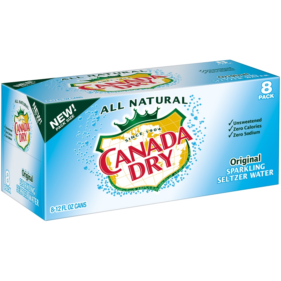 slide 2 of 3, Canada Dry Original Sparkling Seltzer Water, 12 fl oz cans, 8 pack, 8 ct