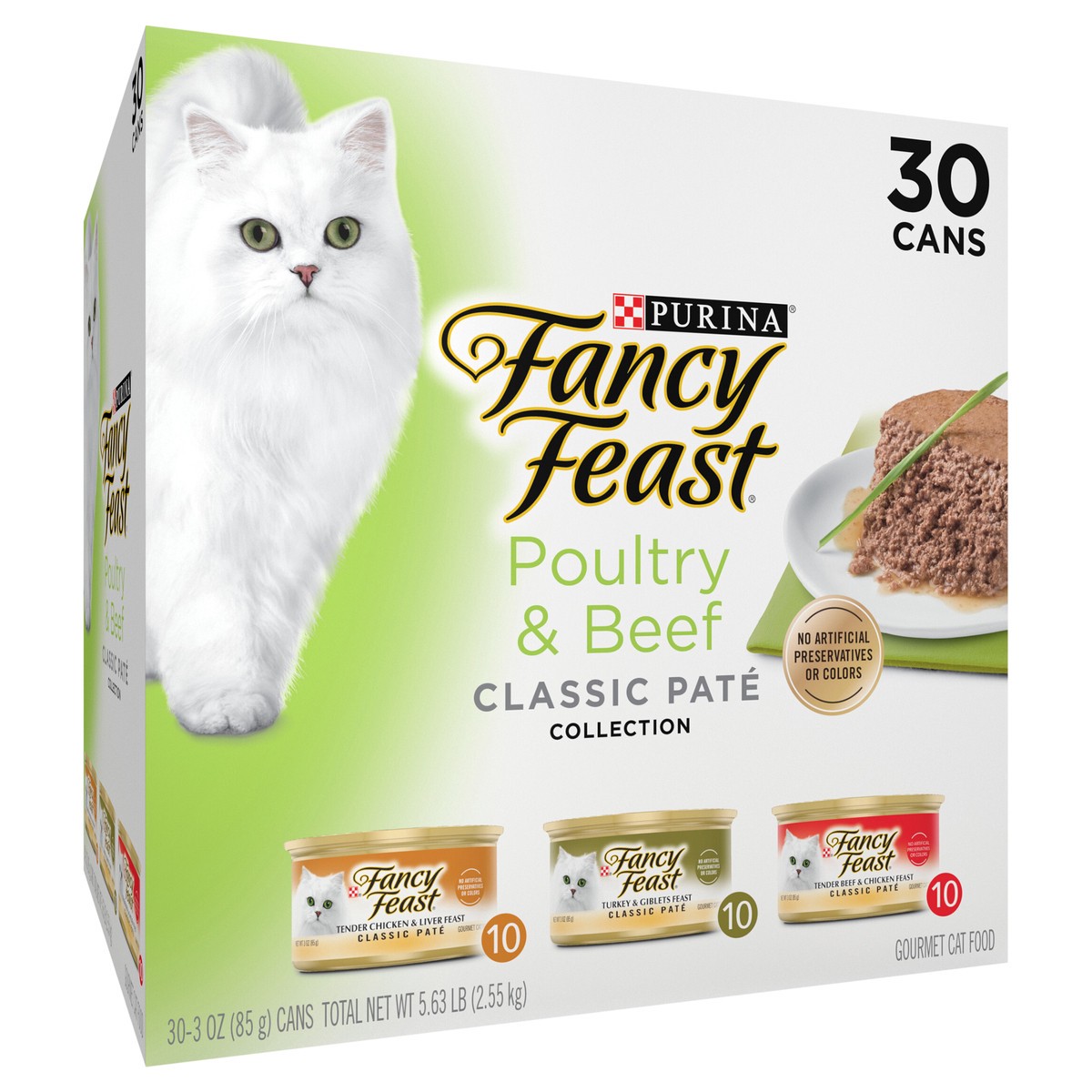 slide 2 of 8, Fancy Feast Poultry and Beef Feast Classic Pate Collection Grain Free Wet Cat Food Variety Pack, 3.53 lb