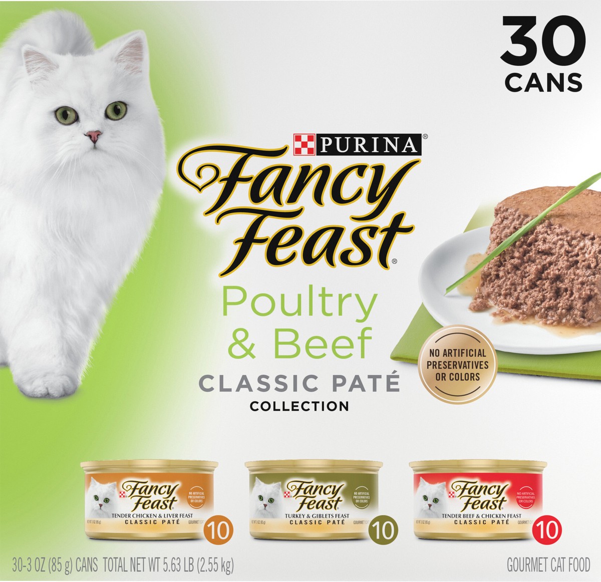 slide 4 of 8, Fancy Feast Poultry and Beef Feast Classic Pate Collection Grain Free Wet Cat Food Variety Pack, 3.53 lb