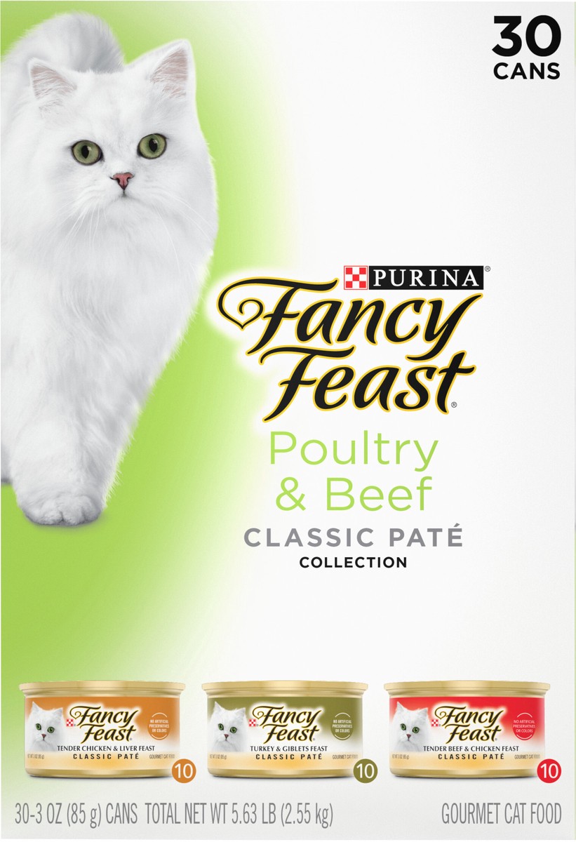 slide 8 of 8, Fancy Feast Poultry and Beef Feast Classic Pate Collection Grain Free Wet Cat Food Variety Pack, 3.53 lb