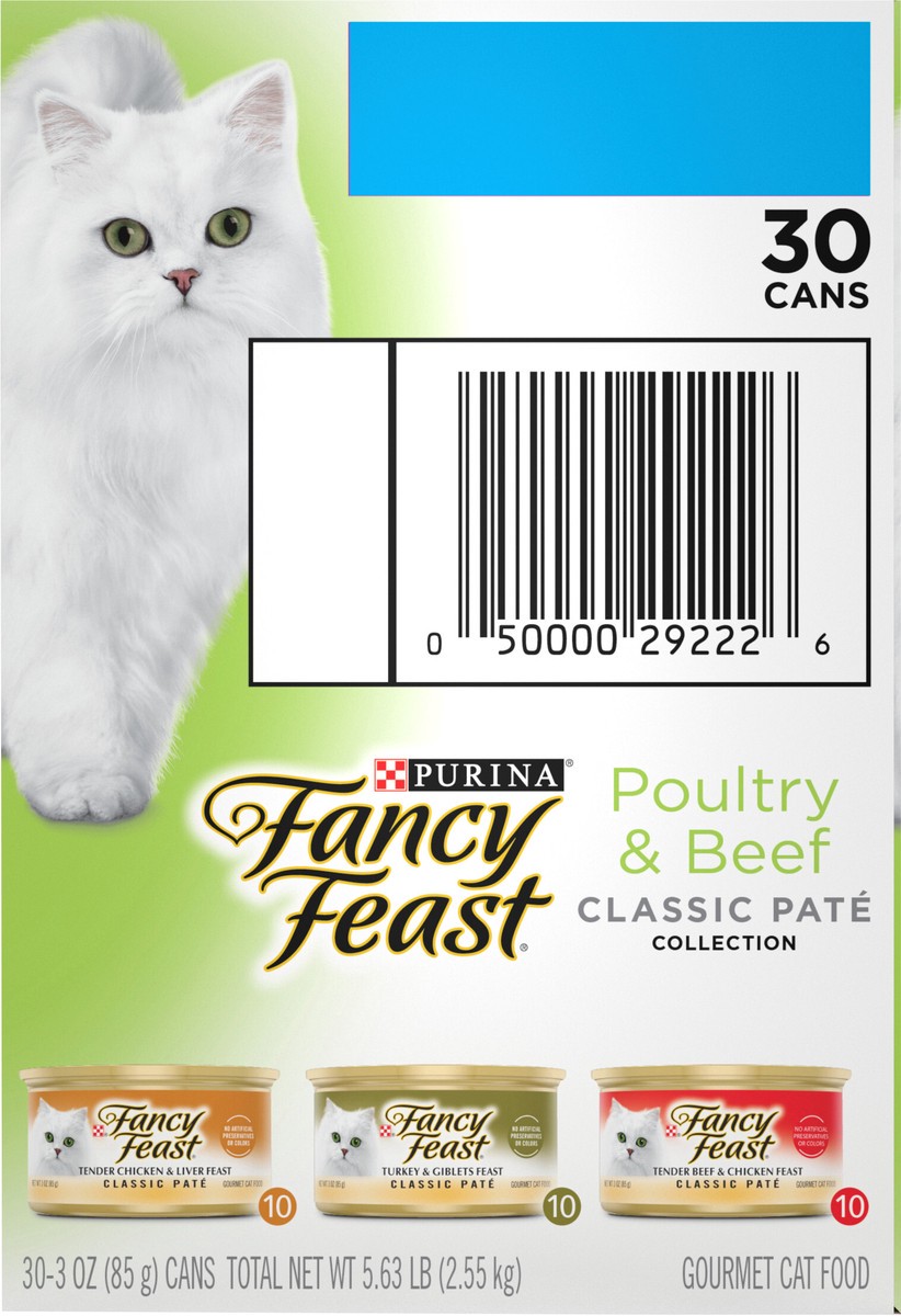 slide 7 of 8, Fancy Feast Poultry and Beef Feast Classic Pate Collection Grain Free Wet Cat Food Variety Pack, 3.53 lb