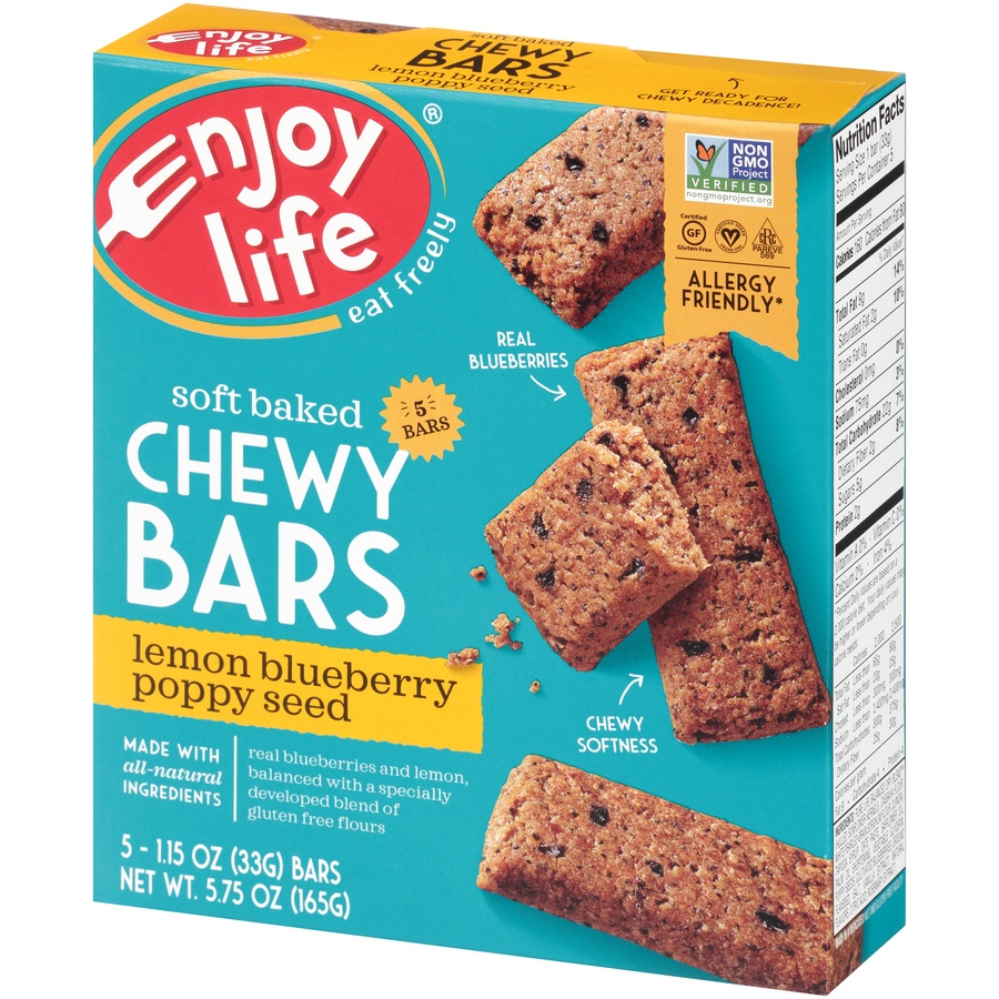 slide 7 of 8, Enjoy Life Lemon Blueberry Poppy Seed Soft Baked Chewy Bars, 5 ct; 1.15 oz