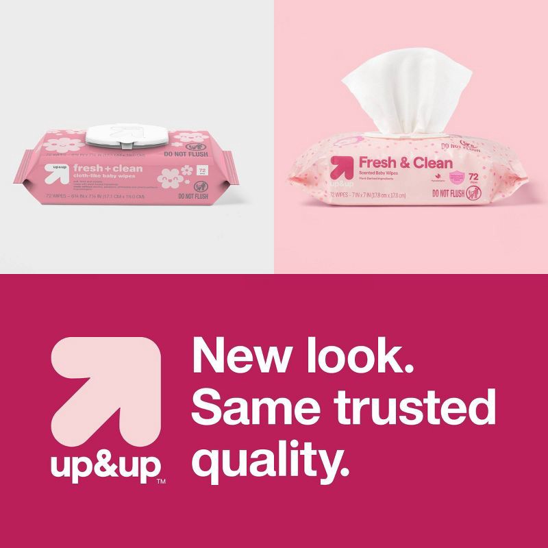 slide 6 of 6, Fresh & Clean Scented Baby Wipes - 72ct - up&up™, 72 ct