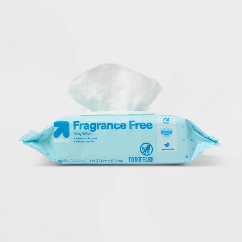 slide 3 of 6, Fragrance Free Baby Wipes - 72ct - up&up™, 72 ct