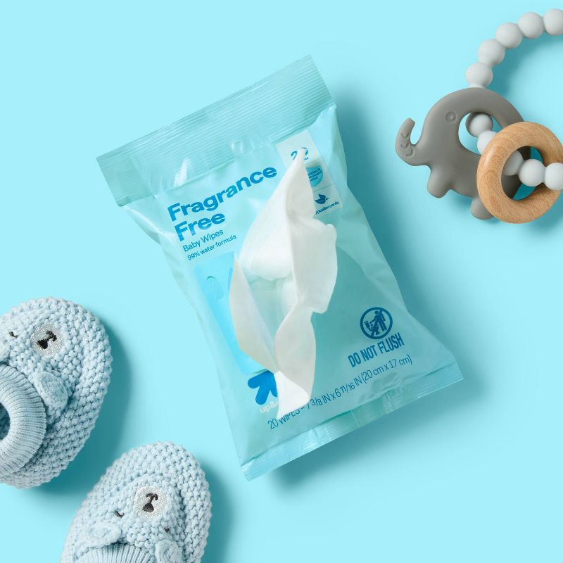 slide 2 of 6, Fragrance Free Baby Wipes Travel Pack - 20ct - up&up™, 20 ct