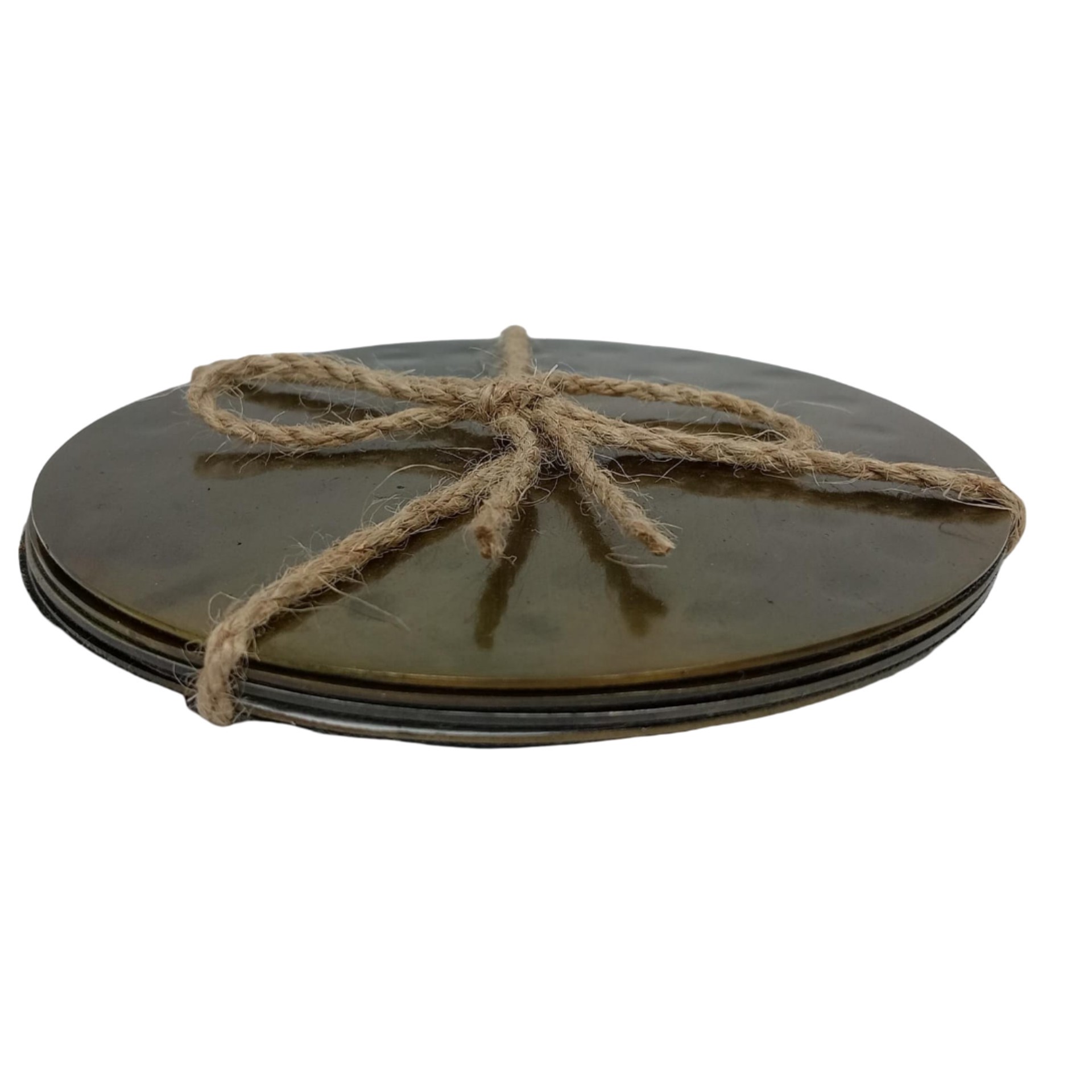 slide 4 of 4, Rustic Hammered Gold Metal Coaster Set By Ashland, 4 in
