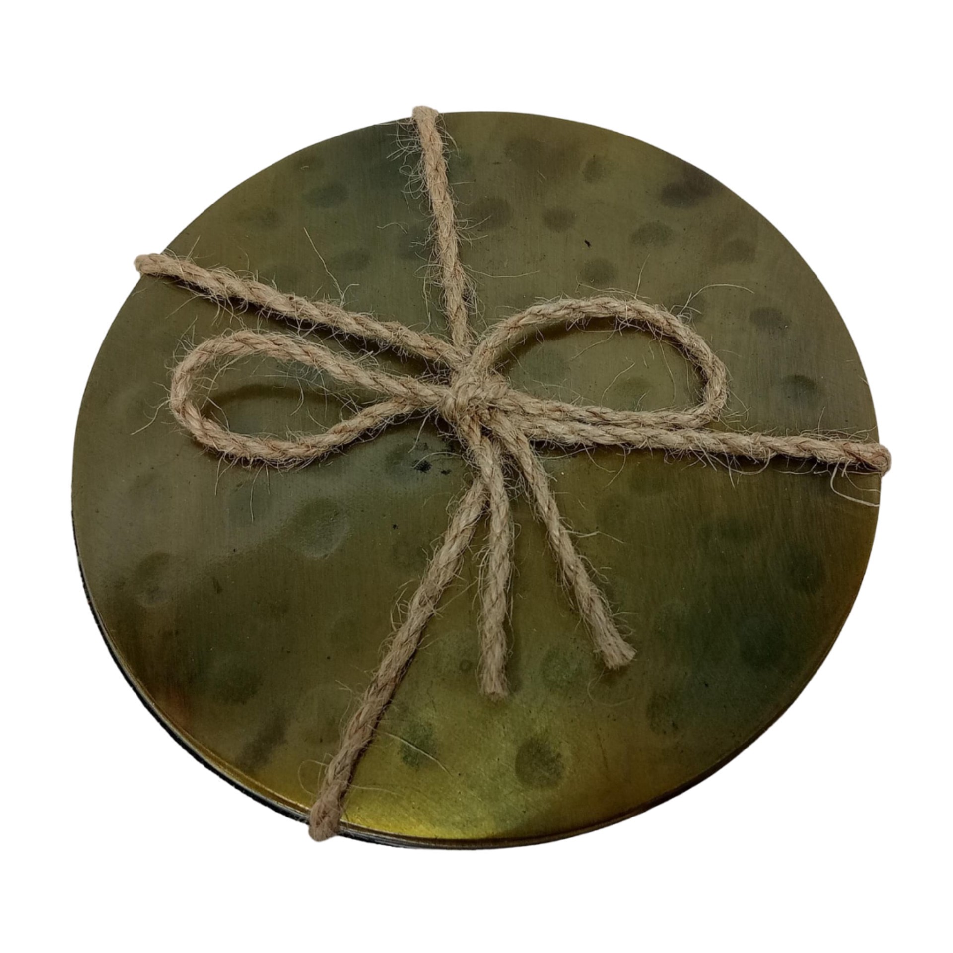 slide 2 of 4, Rustic Hammered Gold Metal Coaster Set By Ashland, 4 in