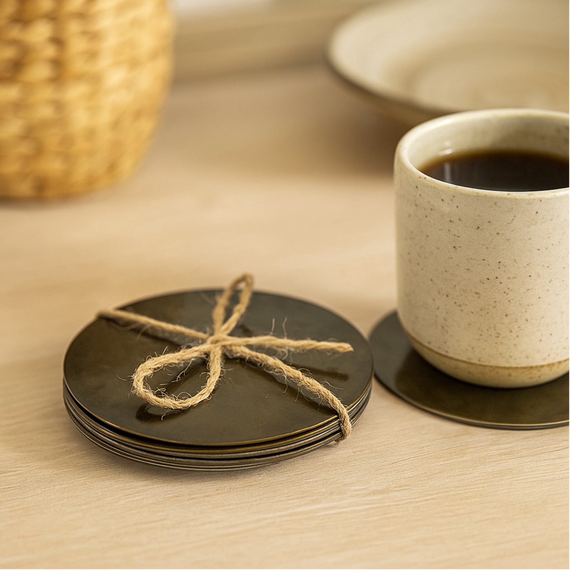 slide 3 of 4, Rustic Hammered Gold Metal Coaster Set By Ashland, 4 in