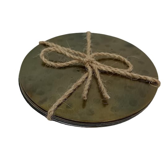 slide 1 of 4, Rustic Hammered Gold Metal Coaster Set By Ashland, 4 in