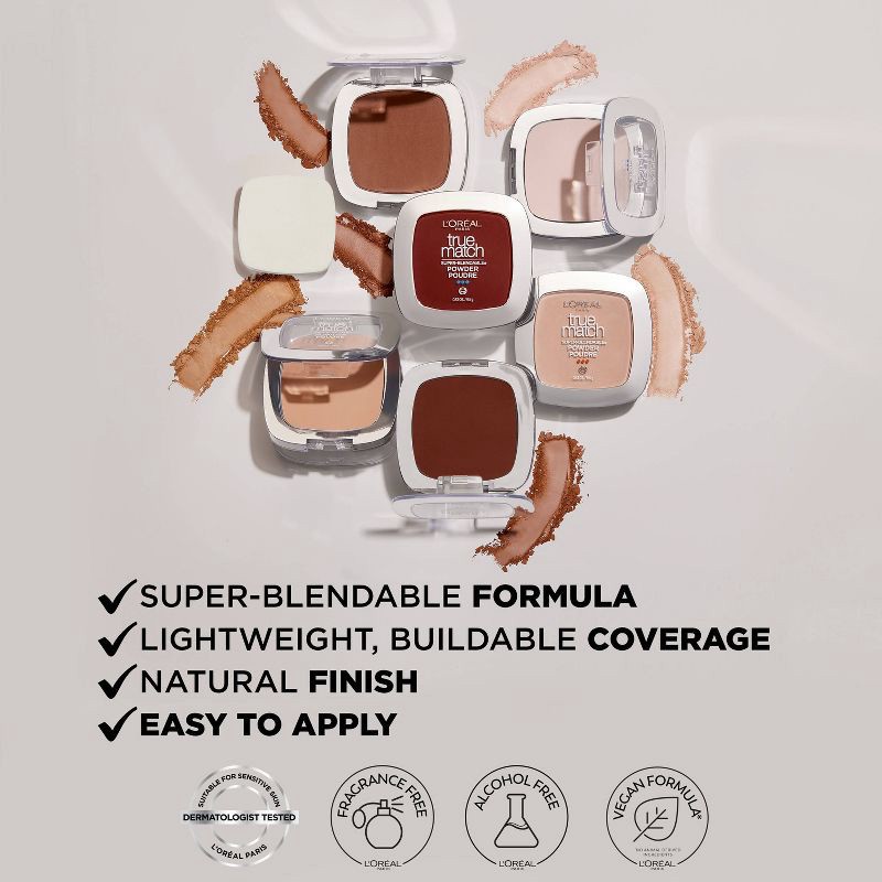 slide 5 of 7, L'Oreal Paris True Match Makeup Super Blendable Oil-Free Pressed Powder - N7 Classic Tan - 0.33oz, 0.33 oz