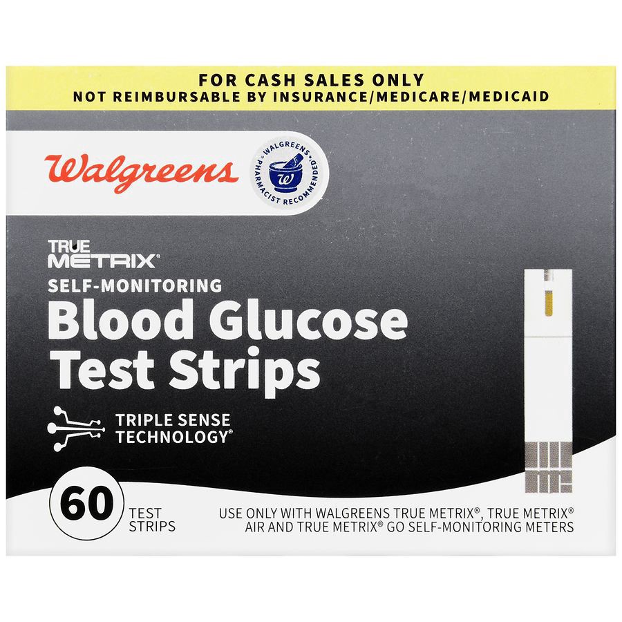 slide 2 of 5, Walgreens True Metrix Self-Monitoring Blood Glucose Test Strips, 60 ct