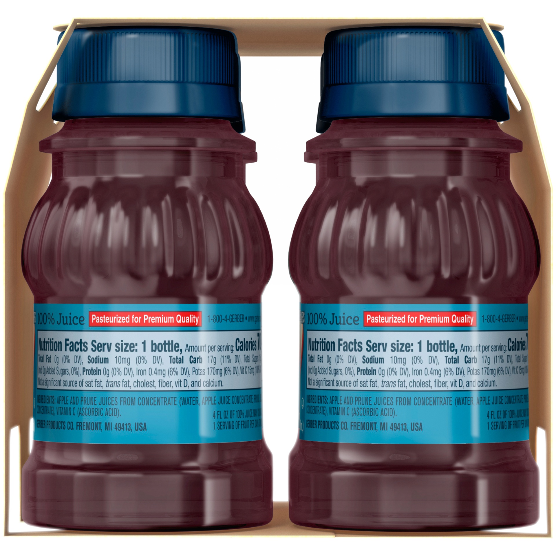 slide 6 of 7, Gerber Apple Prune Juice From Concentrate, 4 ct; 4 fl oz