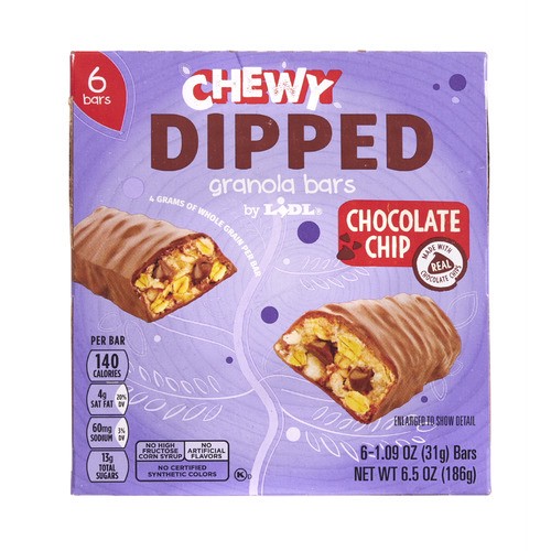 slide 1 of 1, chewy dipped granola bars, chocolate chip, 6.5 oz / 6.3 oz