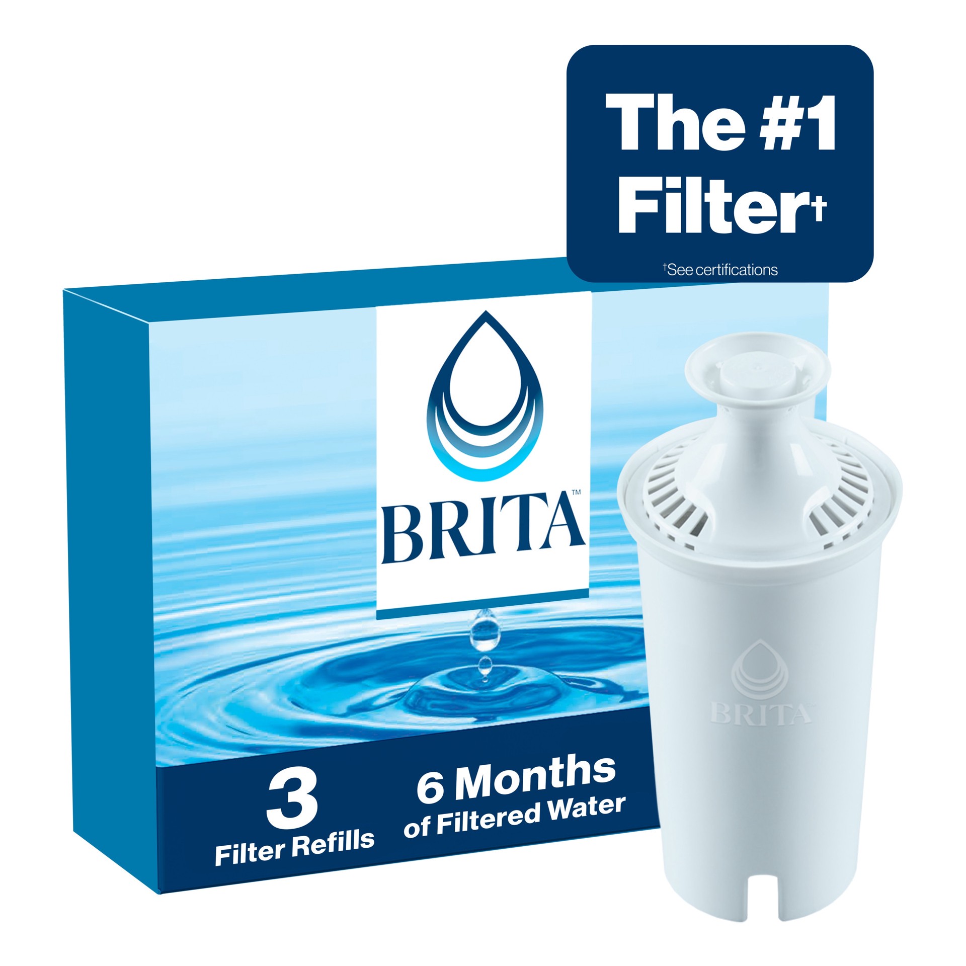 slide 1 of 6, Brita Standard Pitcher 2-Months Replacement Filter 3 -Pack, 1 ct