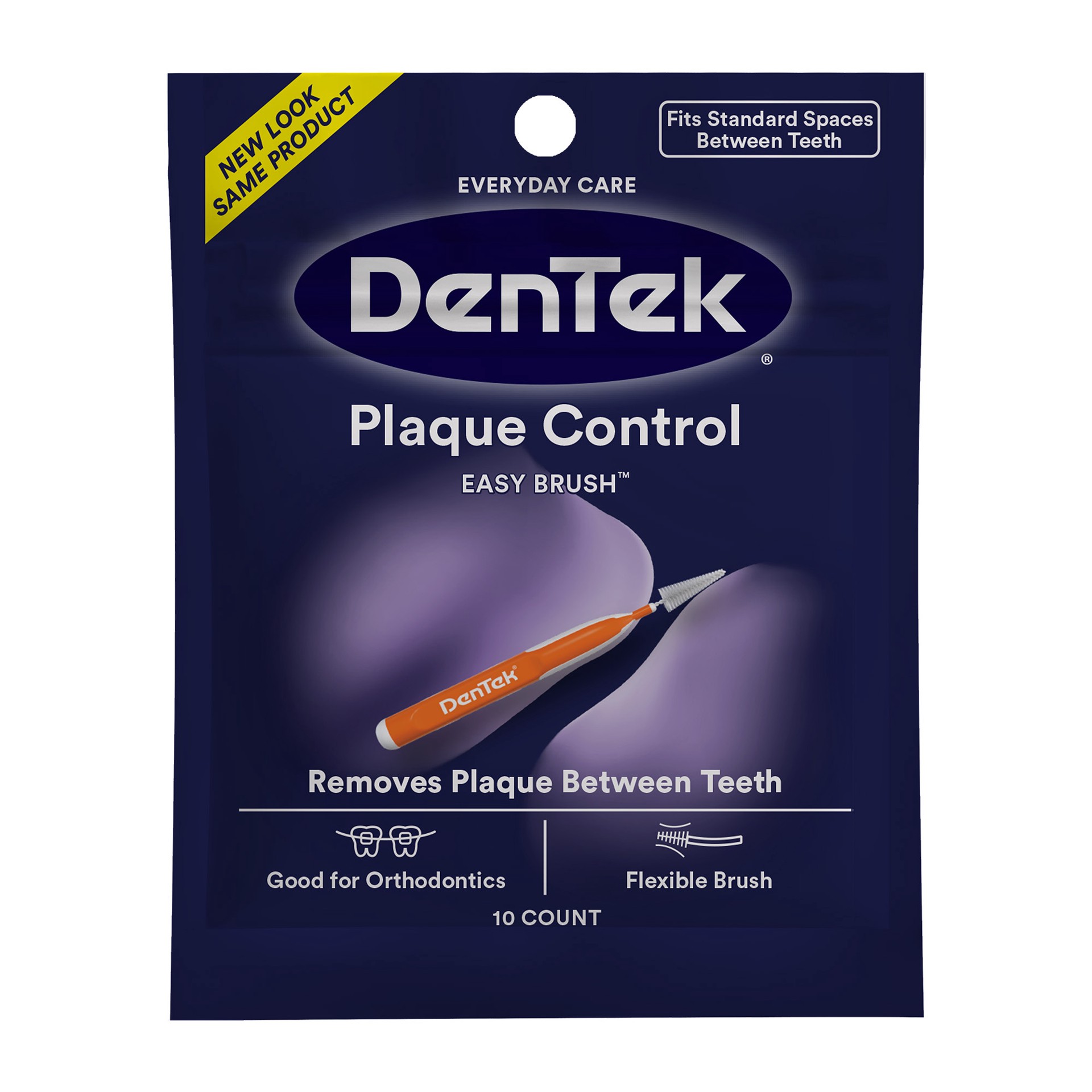 slide 1 of 8, DenTek Easy Brush Advanced Clean Interdental Cleaners, Standard, 10 Count, 10 ct