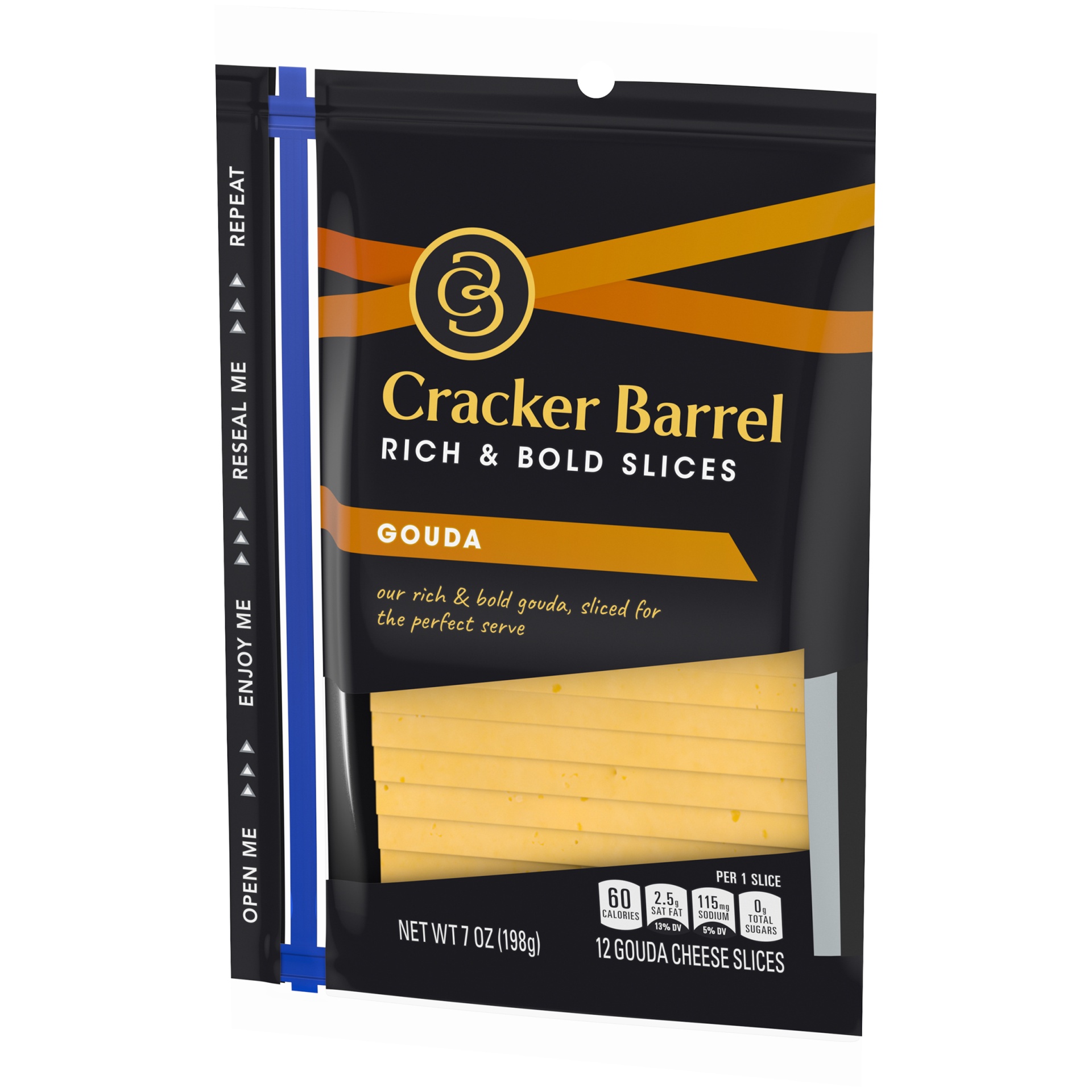 slide 3 of 6, Cracker Barrel Gouda Cheese Slices, 7 oz