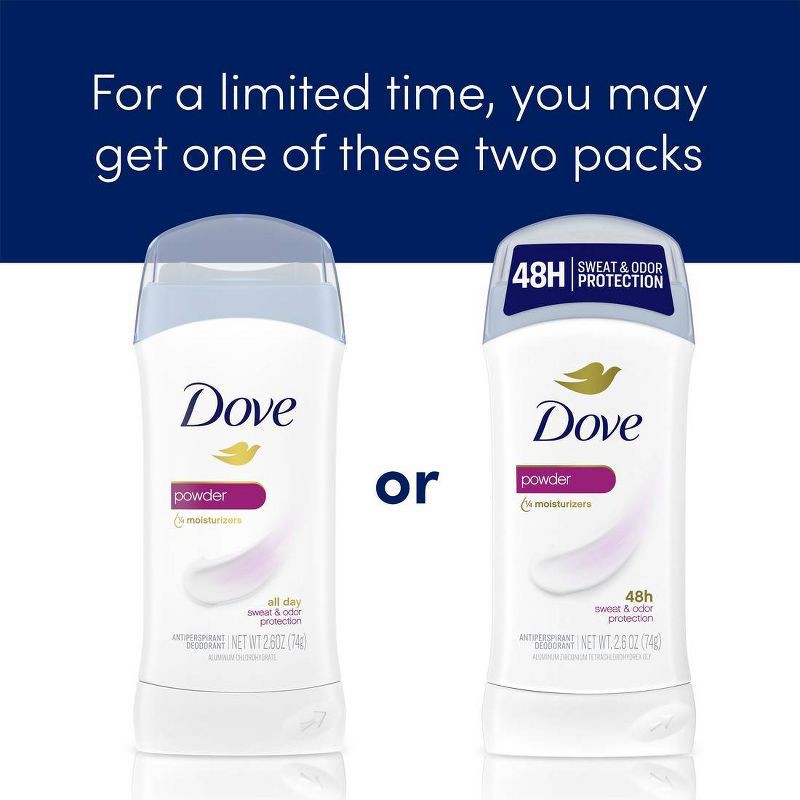 slide 5 of 5, Dove Beauty Powder 48-Hour Invisible Solid Antiperspirant & Deodorant Stick - 1.6oz/2pc, 1.6 oz, 2 ct